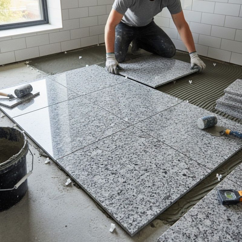 Blue Granite Tile Installation